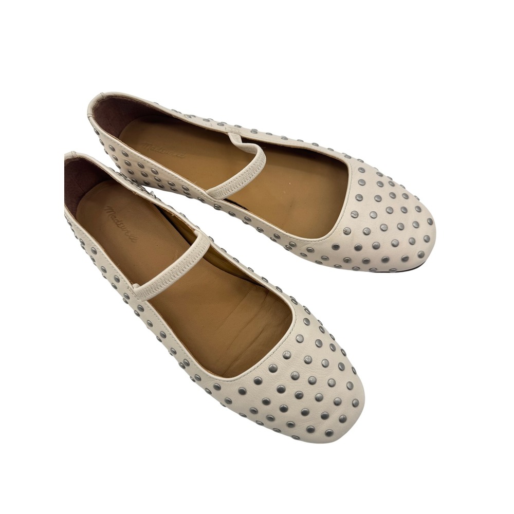 Madewell Greta Ballet Flat Off White Studded Jane Shoes Women Size 6.5 - Picture 3 of 12